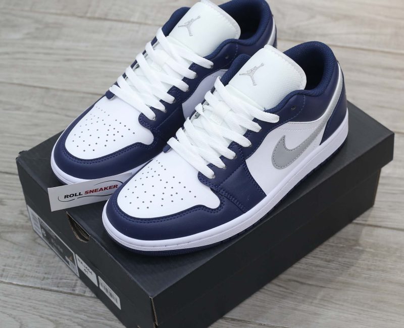 Giày Nike Air Jordan 1 Low ‘Midnight Navy Wolf Grey’ Like Auth